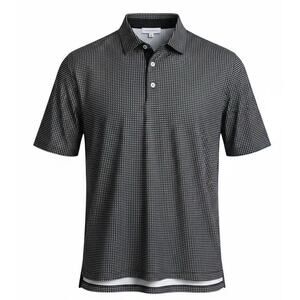 Peter Millar Summer Comfort Polo Golf Shirt Mens XXL Black Lavender Plaid Check